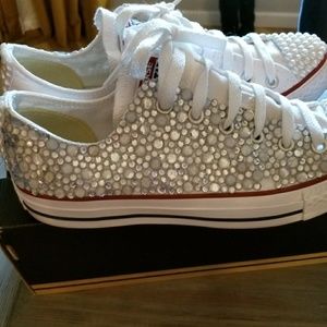 White jeweled converse